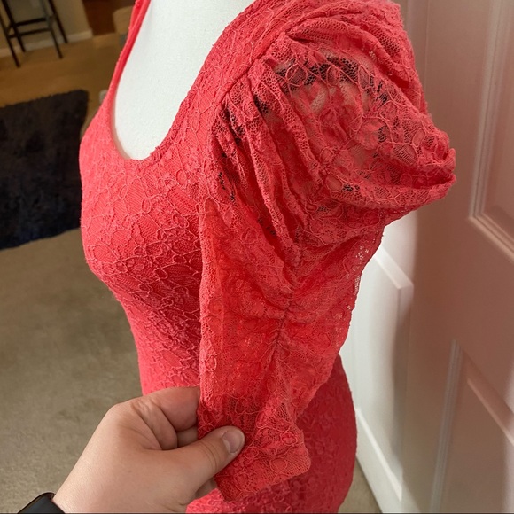 Like New Free People Lace Bubble Sleeve Dress A12 - Picture 2 of 5